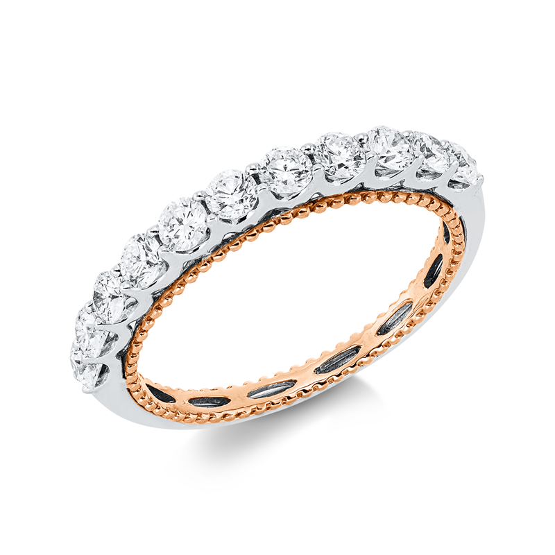 Ring 18 kt WG+RG, 11 Brill. 0,70 ct, TW-si