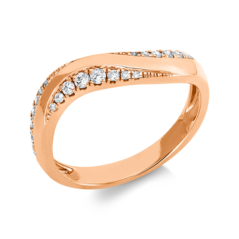 Ring 18 kt RG, 14 Brill. 0,07 ct, TW-si, 10 Brill. 0,16 ct, TW-si