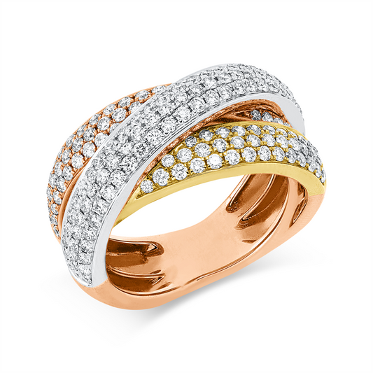 Ring 18 kt WG+GG+RG, 169 Brill. 1,57 ct, TW-vsi