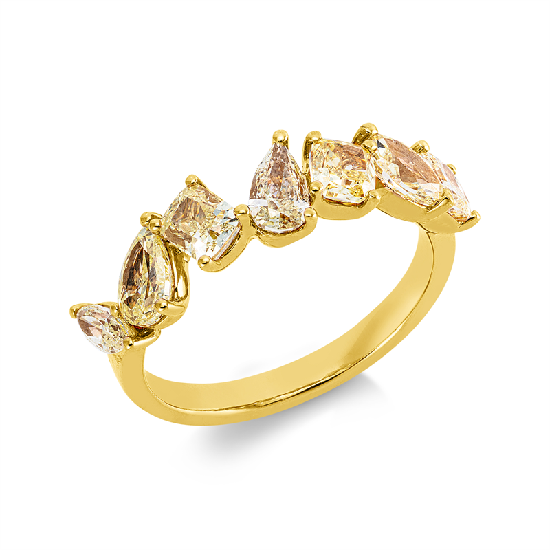 Ring 18 kt GG, 7 Fant-Schl. 2,01 ct, gelb