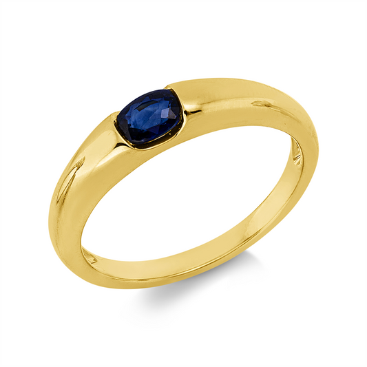 Ring 18 kt GG, 1 Saphir 0,43 ct blau