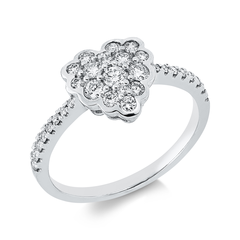 Ring 18 kt WG, 33 Brill. 0,52 ct, TW-si