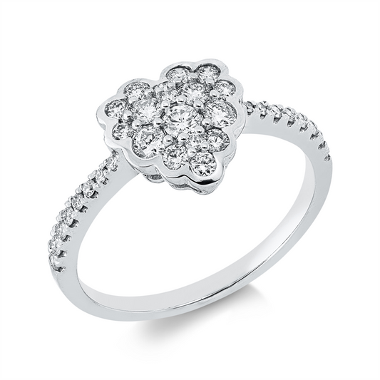 Ring 18 kt WG, 33 Brill. 0,52 ct, TW-si
