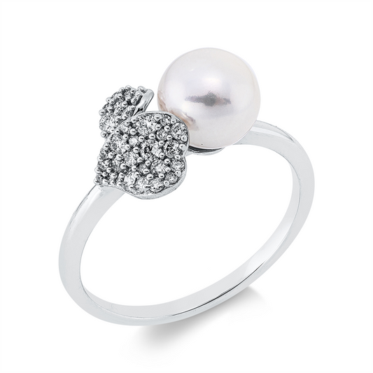 Ring 18 kt WG, 34 Brill. 0,20 ct, TW-si, 1 SW weiß 7 mm