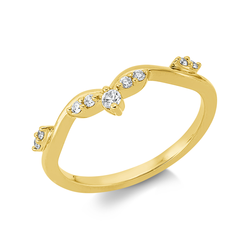 Ring 18 kt GG, 8 Brill. 0,09 ct, TW-si, 1 Brill. 0,04 ct, TW-si