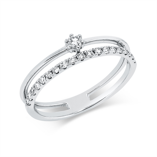 Ring 18 kt WG, 19 Brill. 0,19 ct, TW-si, 1 Brill. 0,06 ct, TW-si
