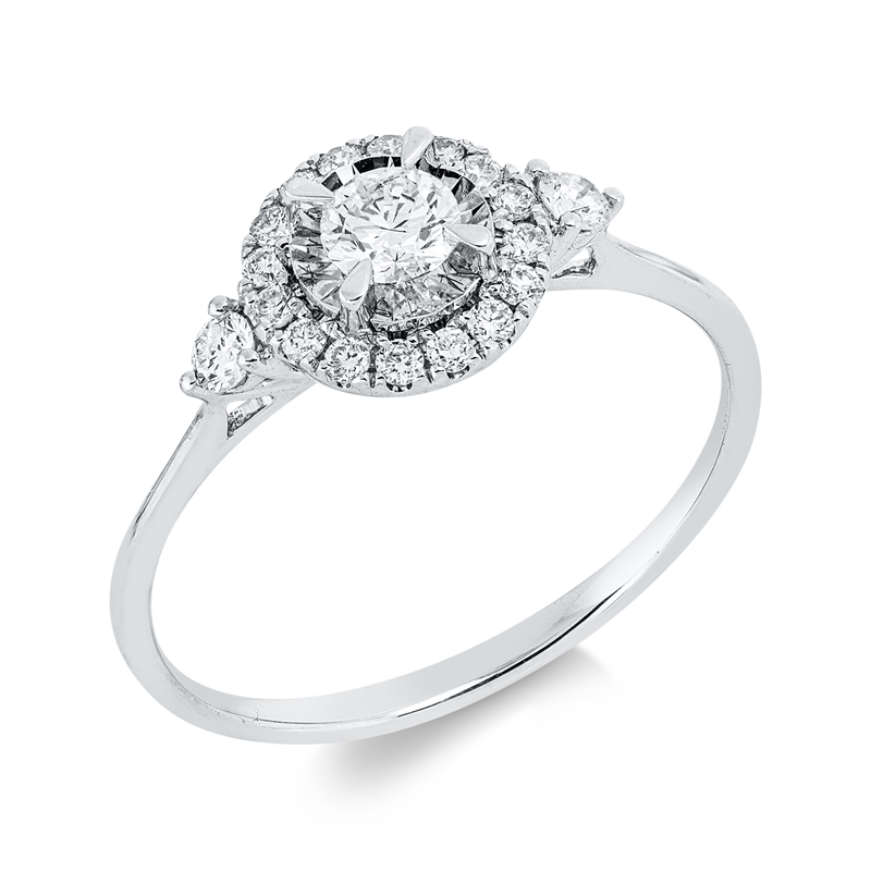 Ring 18 kt WG, 1 Brill. 0,17 ct, TW-vsi, 18 Brill. 0,19 ct, TW-si