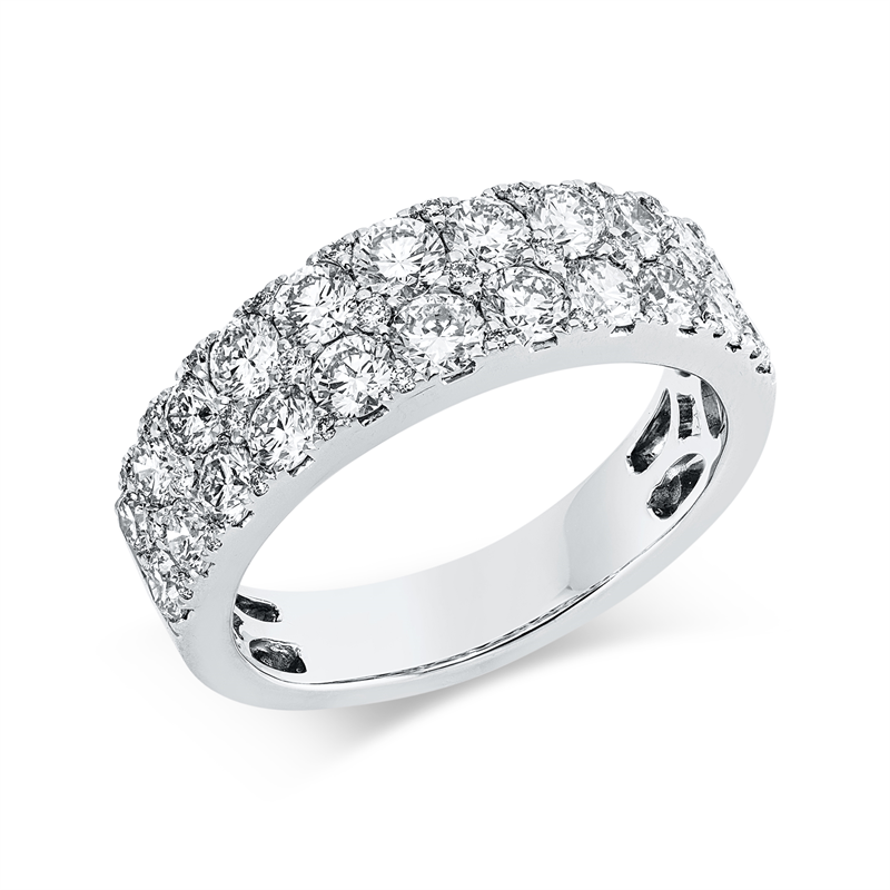 Ring 18 kt WG, 20 Brill. 1,46 ct, TW-si, 2 Brill. 0,21 ct, TW-si, 30 Brill. 0,12 ct, TW-si
