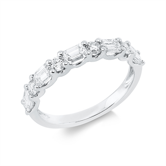 Ring 18 kt WG, 4 Brill. 0,27 ct, TW-si, 5 Sm.schliff 0,88 ct, TW-vsi