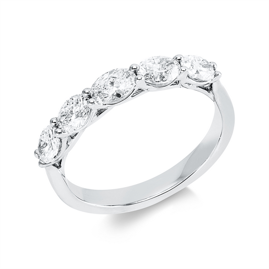 Ring 18 kt WG, 5 Oval 1,00 ct, TW-vsi