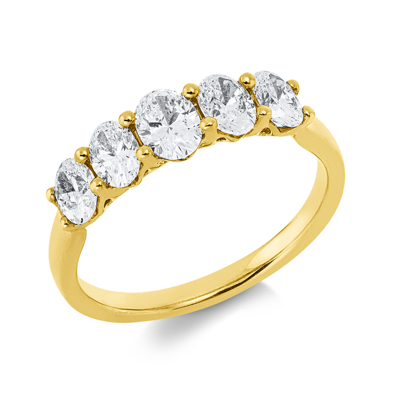 Ring 18 kt GG, 5 Oval 1,13 ct, W-vsi