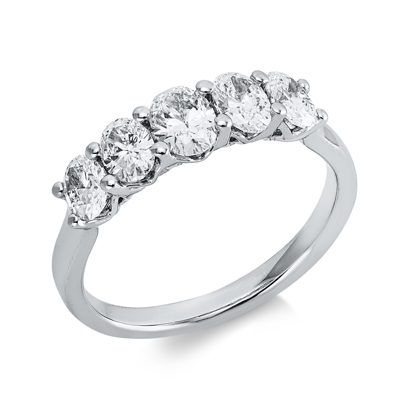 Ring 18 kt WG, 5 Oval 1,17 ct, W-vsi