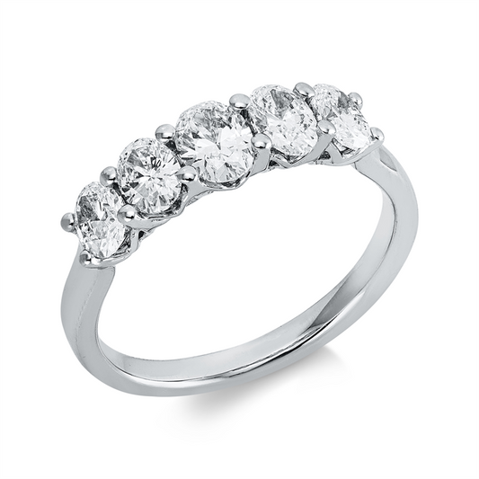 Ring 18 kt WG, 5 Oval 1,17 ct, W-vsi