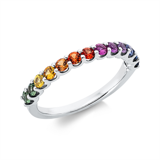 Ring 18 kt WG, 13 Saphire 0,60 ct fancy