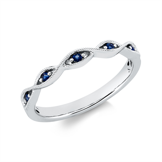 Ring 18 kt WG, 5 Saphire 0,07 ct blau