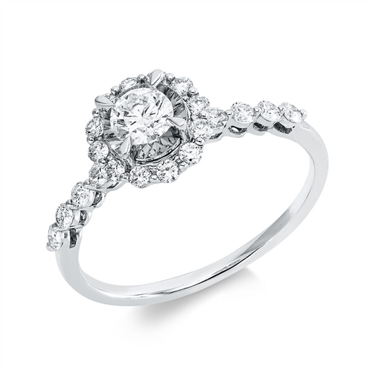 Ring 18 kt WG, 1 Brill. 0,28 ct, TW-si, 20 Brill. 0,34 ct, TW-si