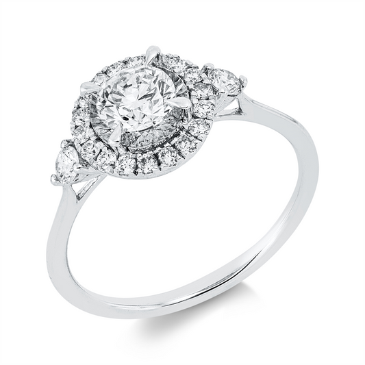Ring 18 kt WG, 1 Brill. 0,55 ct, TW-si, 20 Brill. 0,31 ct, TW-si