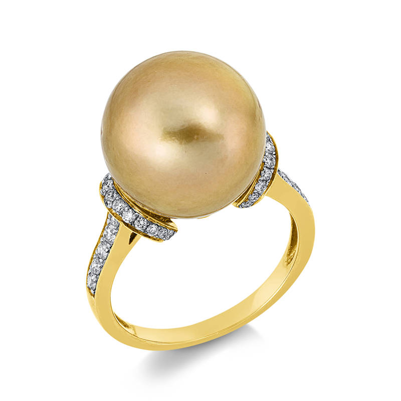 Ring 18 kt GG+WG, 36 Brill. 0,34 ct, F-vsi, 1 SS gold 13,4 mm
