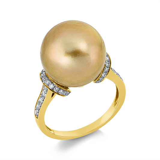 Ring 18 kt GG+WG, 36 Brill. 0,34 ct, F-vsi, 1 SS gold 13,4 mm