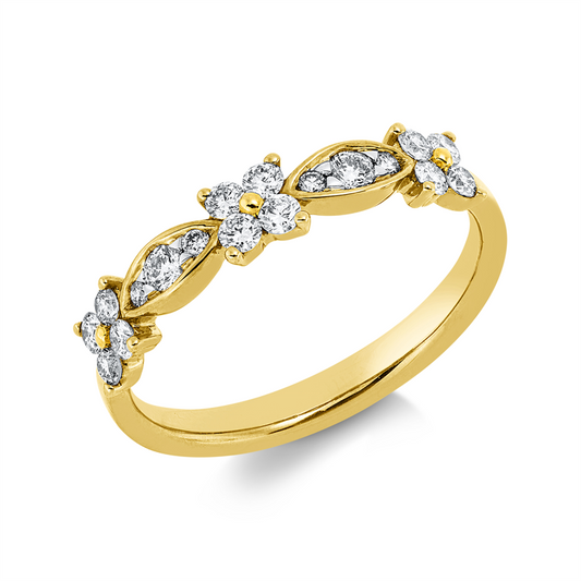 Ring 18 kt GG, Fassung rhodiniert, 18 Brill. 0,40 ct, I-si/pi