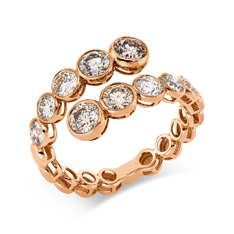 Ring 18 kt RG, 10 Brill. 1,52 ct, fancy