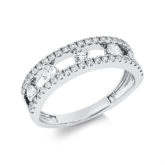Ring 18 kt WG, 49 Brill. 0,75 ct, F-vsi