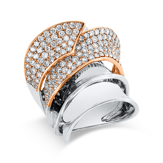 Ring 18 kt WG+RG, 141 Brill. 2,87 ct, TW-vsi