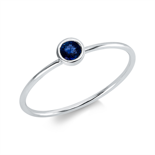 Ring 18 kt WG, 1 Saphir 0,19 ct blau