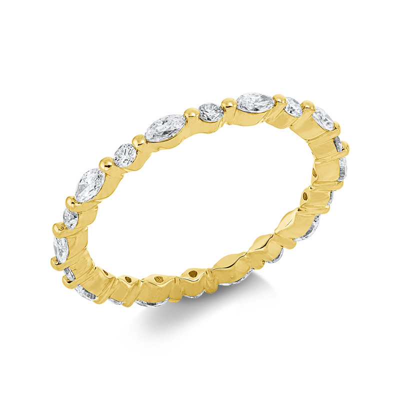 Ring 18 kt GG, 10 Nav. 0,40 ct, TW-vsi, 10 Brill. 0,22 ct, TW-vsi