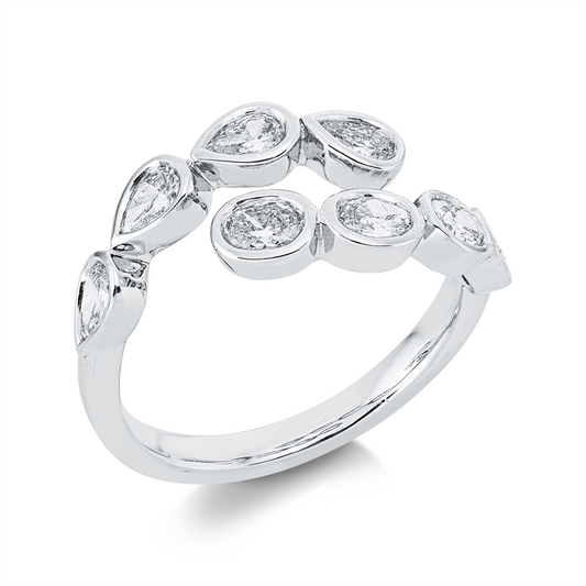 Ring 18 kt WG, 4 Oval 0,51 ct, TW-vsi, 4 Tropfen 0,45 ct, TW-si