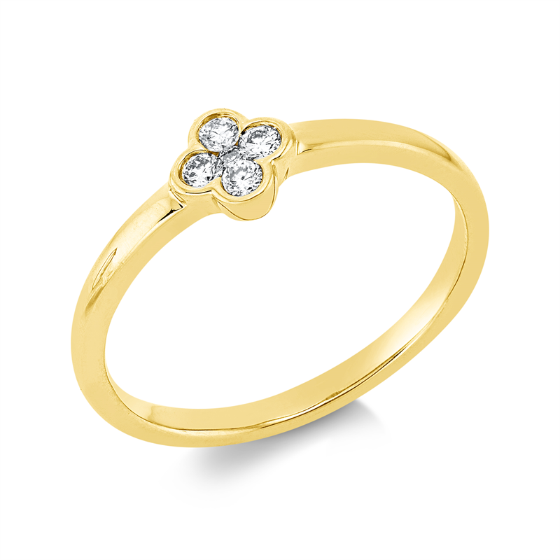 Ring 18 kt GG, 4 Brill. 0,13 ct, TW-si, 1 Brill. 0,01 ct, TW-si