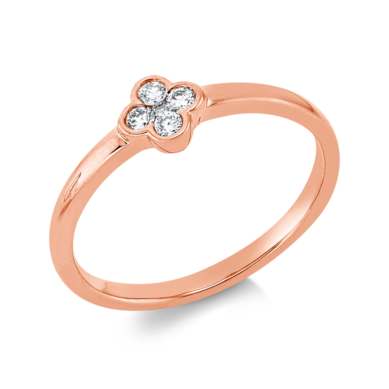Ring 18 kt RG, 4 Brill. 0,13 ct, TW-si, 1 Brill. 0,01 ct, TW-si