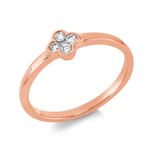 Ring 18 kt RG, 4 Brill. 0,13 ct, TW-si, 1 Brill. 0,01 ct, TW-si