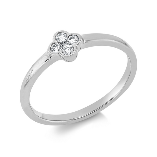 Ring 18 kt WG, 4 Brill. 0,13 ct, TW-si, 1 Brill. 0,01 ct, TW-si