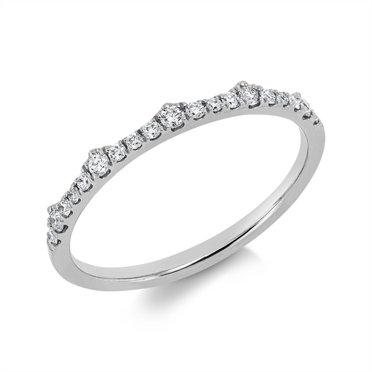 Ring 18 kt WG, 5 Brill. 0,08 ct, TW-pi, 14 Brill. 0,10 ct, TW-pi