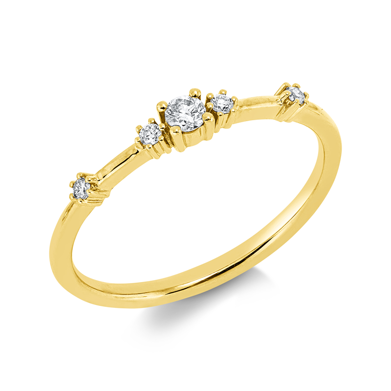 Ring 18 kt GG, 1 Brill. 0,06 ct, TW-pi, 4 Brill. 0,05 ct, TW-pi