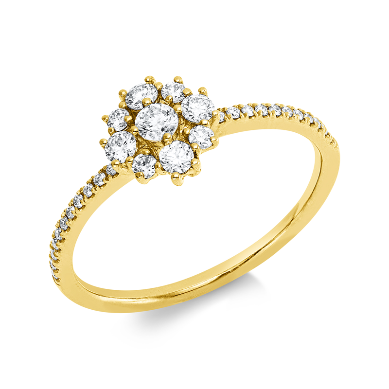 Ring 18 kt GG, 9 Brill. 0,26 ct, TW-si, 22 Brill. 0,06 ct, TW-si
