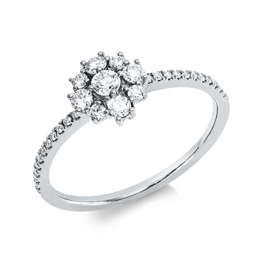 Ring 18 kt WG, 9 Brill. 0,25 ct, TW-si, 22 Brill. 0,07 ct, TW-si