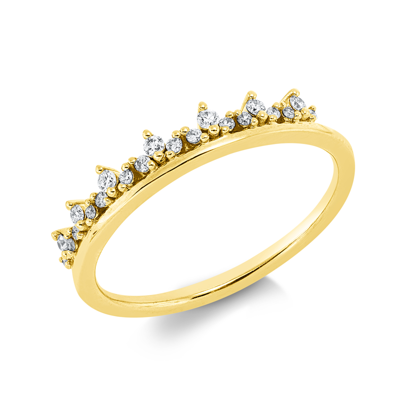 Ring 18 kt GG, 14 Brill. 0,06 ct, TW-si, 7 Brill. 0,07 ct, TW-si