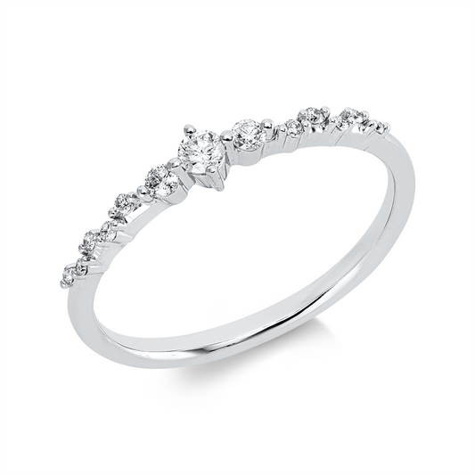Ring 18 kt WG, 3 Brill. 0,11 ct, TW-pi, 10 Brill. 0,05 ct, TW-pi
