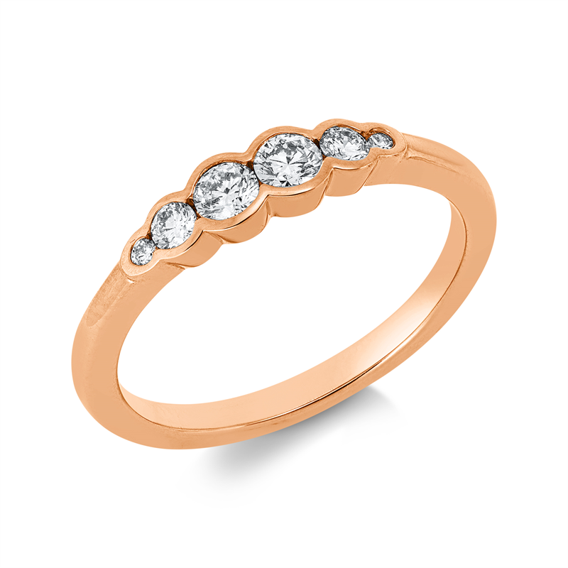 Ring 18 kt RG, 2 Brill. 0,09 ct, TW-si, 2 Brill. 0,02 ct, TW-si, 2 Brill. 0,20 ct, TW-si