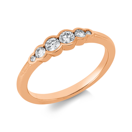 Ring 18 kt RG, 2 Brill. 0,09 ct, TW-si, 2 Brill. 0,02 ct, TW-si, 2 Brill. 0,20 ct, TW-si