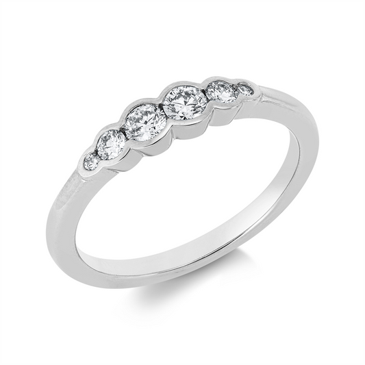 Ring 18 kt WG, 2 Brill. 0,08 ct, TW-si, 2 Brill. 0,02 ct, TW-si, 2 Brill. 0,20 ct, TW-si
