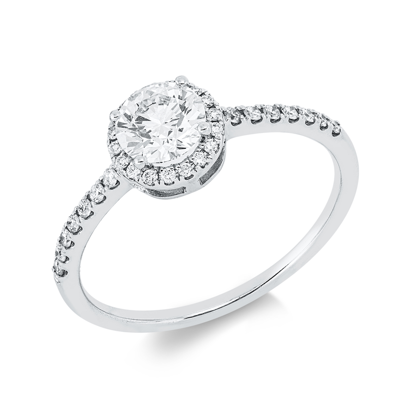 Ring 18 kt WG, 32 Brill. 0,14 ct, TW-si, 1 Brill. 0,56 ct, TW-vsi