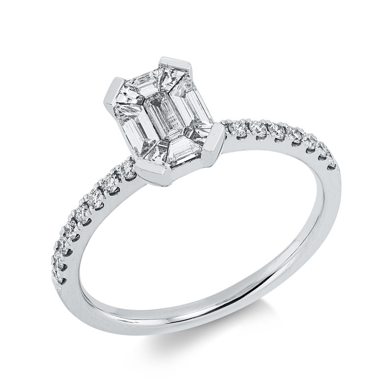 Ring 18 kt WG, 9 Fant-Schl. 0,37 ct, TW-vsi, 16 Brill. 0,16 ct, TW-si