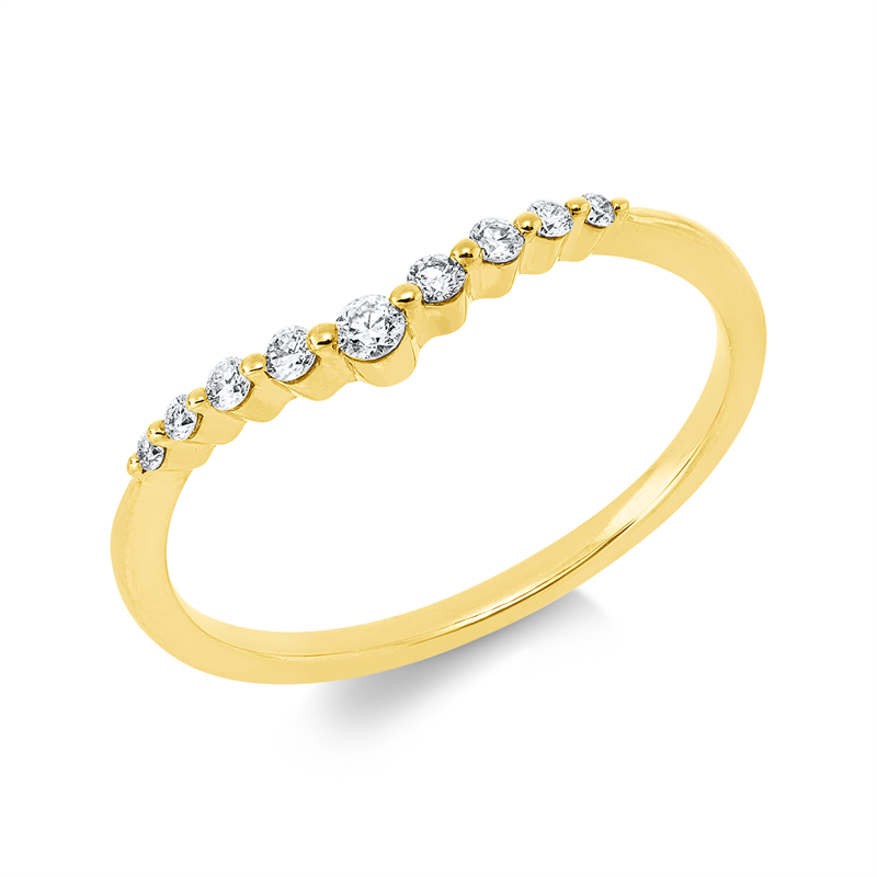 Ring 18 kt GG, 7 Brill. 0,11 ct, TW-pi, 2 Brill. 0,01 ct, TW-pi
