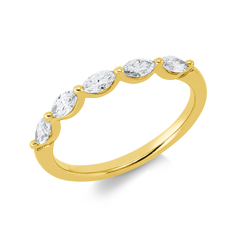 Ring 18 kt GG, 5 Nav. 0,40 ct, TW-si