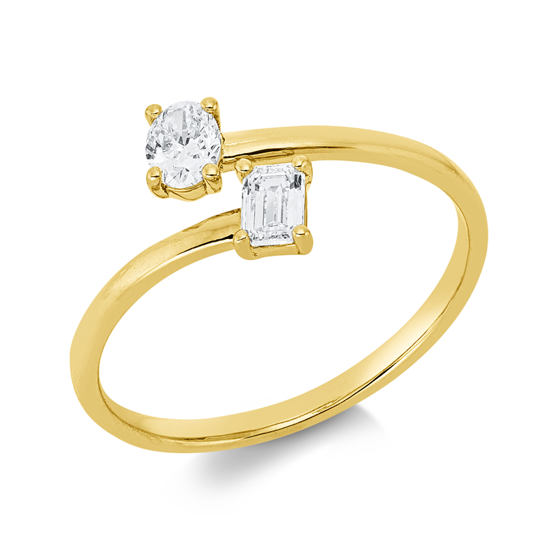 Ring 18 kt GG, 1 Sm.schliff 0,20 ct, TW-si, 1 Oval 0,20 ct, TW-si