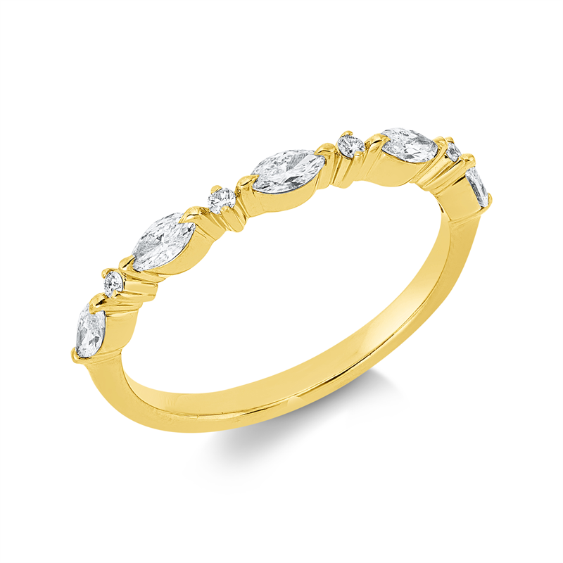 Ring 18 kt GG, 9 Fant-Schl. 0,36 ct, TW-si