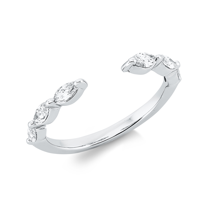 Ring 18 kt WG, 6 Nav. 0,40 ct, TW-si